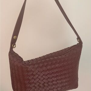 Woven Shoulder Bag in Deep Burgundy